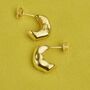 Gold Misshapen Huggie Hoop Earrings, thumbnail 5 of 9