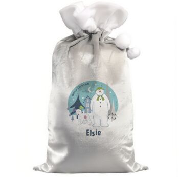 Personalised The Snowman And The Snowdog Pom Pom Sack, 2 of 4