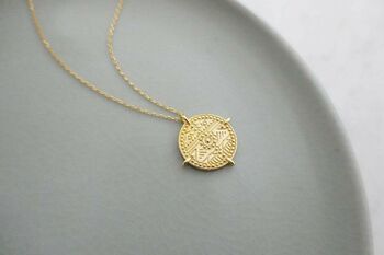 Chunky 18 K Gold Aztec Coin Medallion Necklace, 4 of 10
