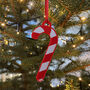 Four Christmas Candy Cane Hanging Decorations, thumbnail 2 of 2