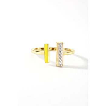 Gold Plated Crystal Enamel Open Ring, 2 of 5