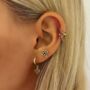 Theron Cubic Zirconia Sterling Silver/Gold Plated Hoops, thumbnail 9 of 12