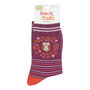 Sleepy Night Owl Striped Bamboo Ankle Socks Women's Burgundy, thumbnail 2 of 4