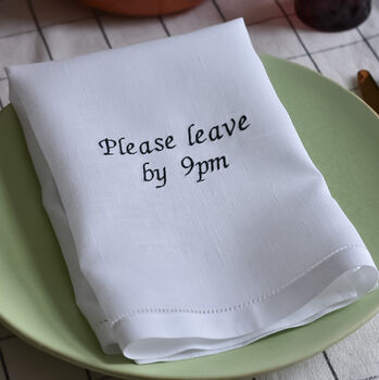 Please Leave By 9pm Linen Napkin, 2 of 4