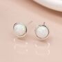 Sterling Silver White Opal Stud Earrings, thumbnail 1 of 10