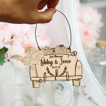 Personalised Wooden 'Just Married' Hangy Gift, 2 of 2