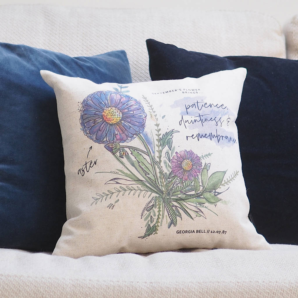 Personalised Birth Month Flower Cushion, 1 of 9