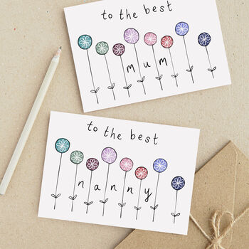 Lollipop Flowers Best Mum, Mummy, Granny Or Nanny Card, 2 of 4