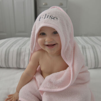 Personalised Hooded Baby Towel Pink, 2 of 5