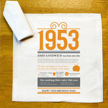 Personalised 70th Birthday Gift Handkerchief Pair, 7 of 10
