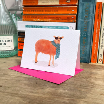 Tangerine Sheep Illustrated Blank Greeting Card, 3 of 11