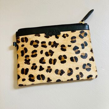 Leather Leopard Print Clutch Bag, 2 of 5