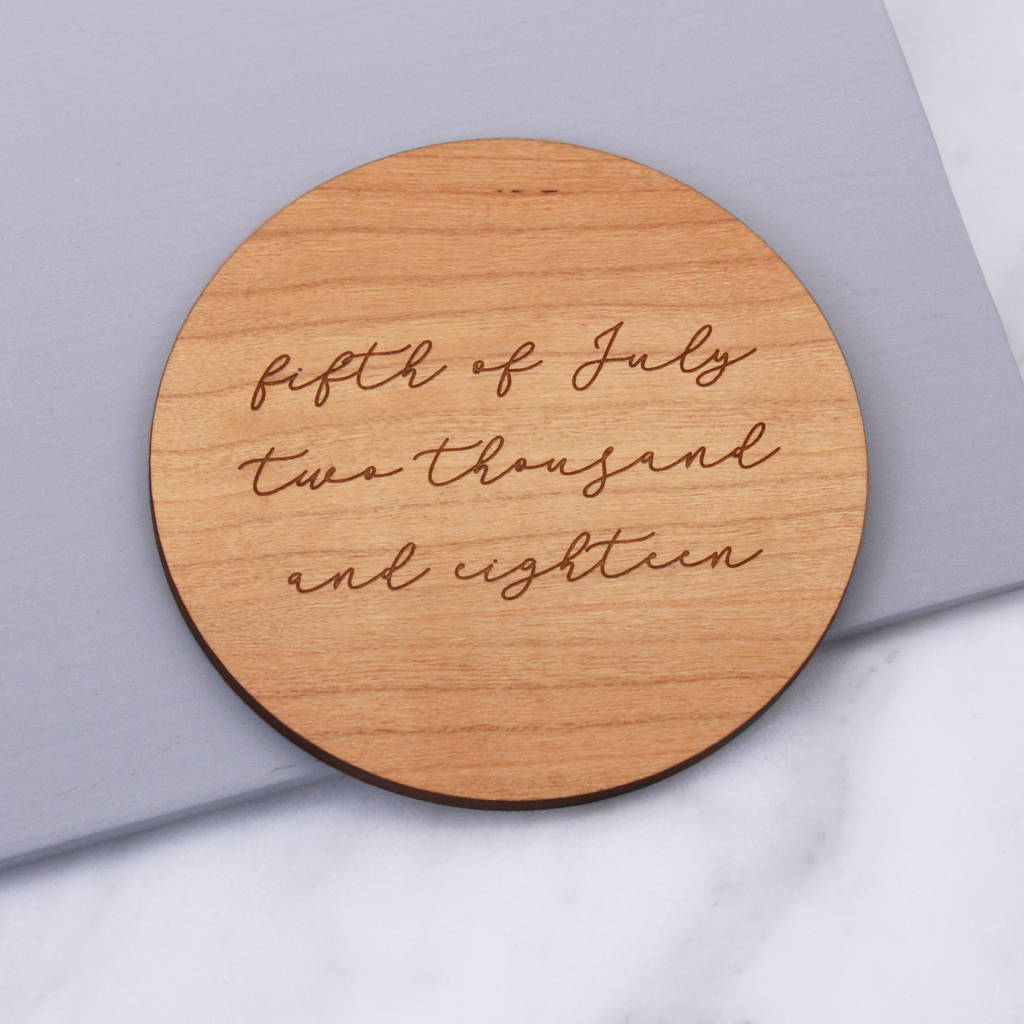Personalised Wooden Written Date Coaster By Maria Allen Boutique ...