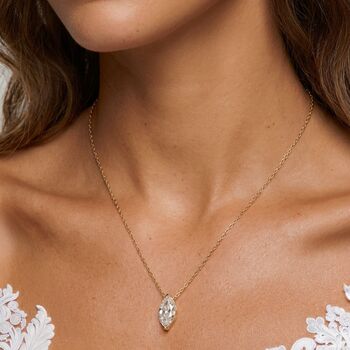 Gold Or Silver Women’s Marquise Stone Necklace, Valentine's Jewellery, 5 of 5