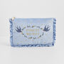 Forget Me Not Blue Velvet Embroidered Pouch, thumbnail 1 of 7