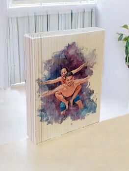 Cartoon Wood Art, Custom Illustrated Portrait From Your Photo, 3 of 5