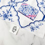 Personalised Blue And White Tile Print Scarf, thumbnail 6 of 7