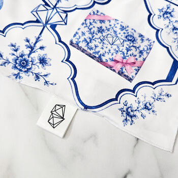 Personalised Blue And White Tile Print Scarf, 6 of 7