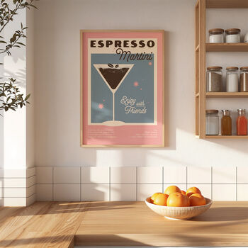 Retro Espresso Martini Cocktail Print, 4 of 9