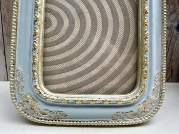 Distressed Blue And Gold Freestanding Photo Picture Frame – 6x4' Portrait 10x15cm, 3 of 5