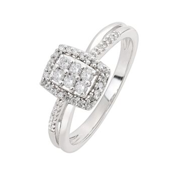 White Gold Diamond Pave Halo Engagement Ring, 2 of 5
