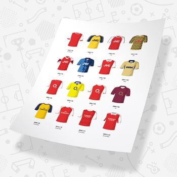 Arsenal Classic Retro Football Kits Team Print, 3 of 4