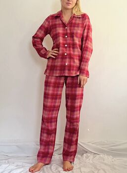 Brushed Cotton Pyjamas In Sunset Plaid, 3 of 4