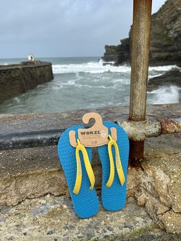 Brilliant Blue Natural Rubber Flip Flops, 2 of 10