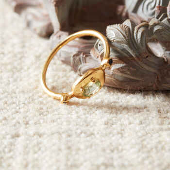 Green Amethyst Solitaire Stacking Ring, 18k Gold Vermeil, 8 of 9