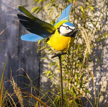 Flying Blue Tit On Rod Handmade Recycled Sculpture, 2 of 4