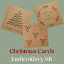 Christmas Embroidered Card Kit – Set Of Three Or Six With Envelopes, Hand Embroidery, thumbnail 1 of 7