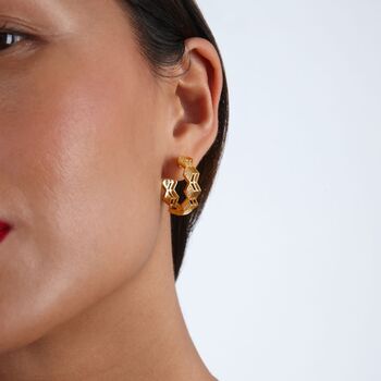 Art Deco Triangle Hoops In Gold Vermeil, 4 of 6