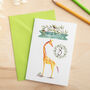 Personalised Giraffe Illustrated Birthday Card With Age, thumbnail 1 of 4