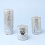 G Decor Adeline Silver Metallic Textured Pillar Candle, thumbnail 7 of 7