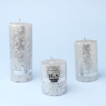 G Decor Adeline Silver Metallic Textured Pillar Candle, 7 of 7