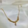 Dainty 18 K Gold Vermeil Necklace Triple Beaded Chain With Teardrop Cz, Tarnish Free Waterproof Necklace, Wedding Jewellery, thumbnail 3 of 8