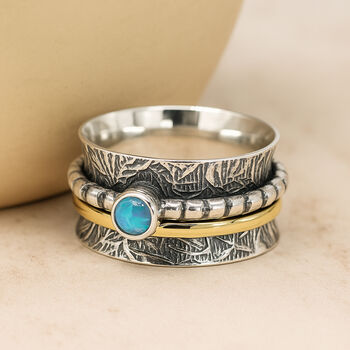 Personalised Sterling Silver Tropical Opal Spinner Ring, 2 of 12