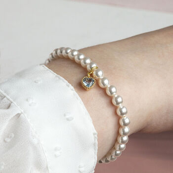 Something Blue Pearl Heart Bracelet For Brides, 3 of 5