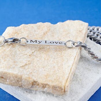 Personalised Silver Stainless Steel Flat Curb Necklace, Cuban Chains, 7 of 10