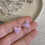 Lilac Heart Stud Clay Earrings, thumbnail 1 of 7