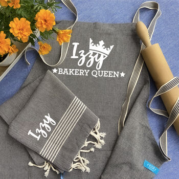 Personalised Soft Cotton Apron And Tea Towel, 3 of 11
