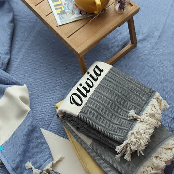Personalised Chevron Cotton Blanket, Gift For Fathers, 7 of 10