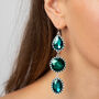 Green Triple Drop Crystal Earrings, thumbnail 2 of 3