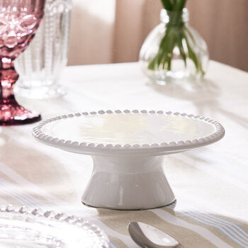 White Ceramic Cake Stand With Beaded Edge, 3 of 6