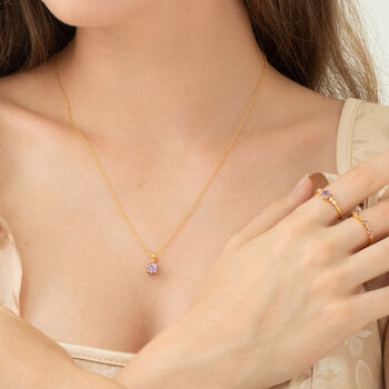 Lavender Amethyst Solitaire Pendant Necklace In Silver And Gold, 4 of 11