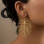 Contemporary Hollow Leaf Gold Earrings Gift, thumbnail 1 of 4