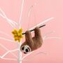 Personalised Felt Sloth And Flower Decoration, thumbnail 8 of 8