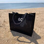 Personalised Patch Square Jute Beach Tote Bag, thumbnail 1 of 4