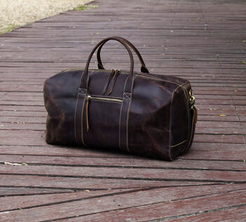 Genuine Leather Duffel Travel Bag, 2 of 7
