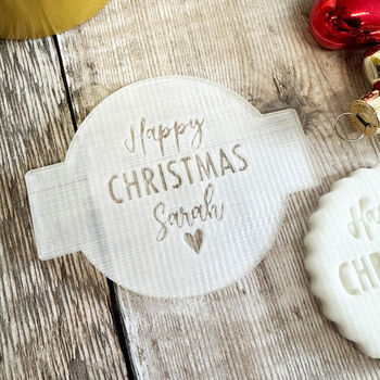 Personalised Christmas Embosser Happy Christmas Heart Cupcake Biscuits, 3 of 4